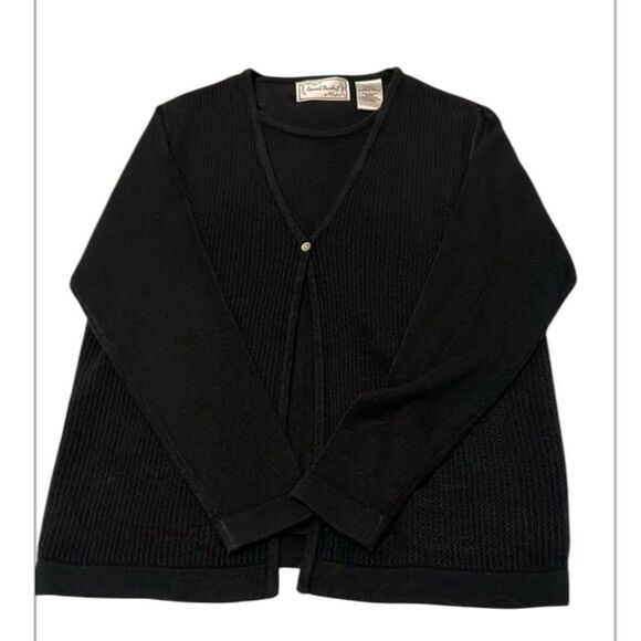 Sarah Bentley size large black knit cardigan with attached matching shell EUC - Picture 1 of 11